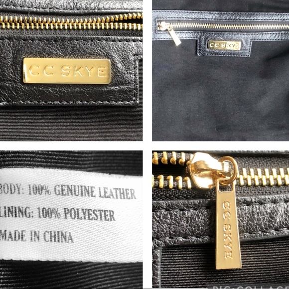 C C Skye Upper Eastside Black Leather Top Handle Embossed Buckle Satchel - Picture 16 of 16